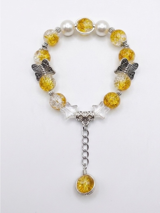 Hand Crafted Jewelry - Handmade Yellow Butterfly Charm Bracelet
